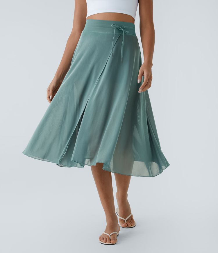 ColaGonna™ - Gonna midi and trousers 2 in 1 in tulle with high vitality, drawstring, contrasting back and side pockets