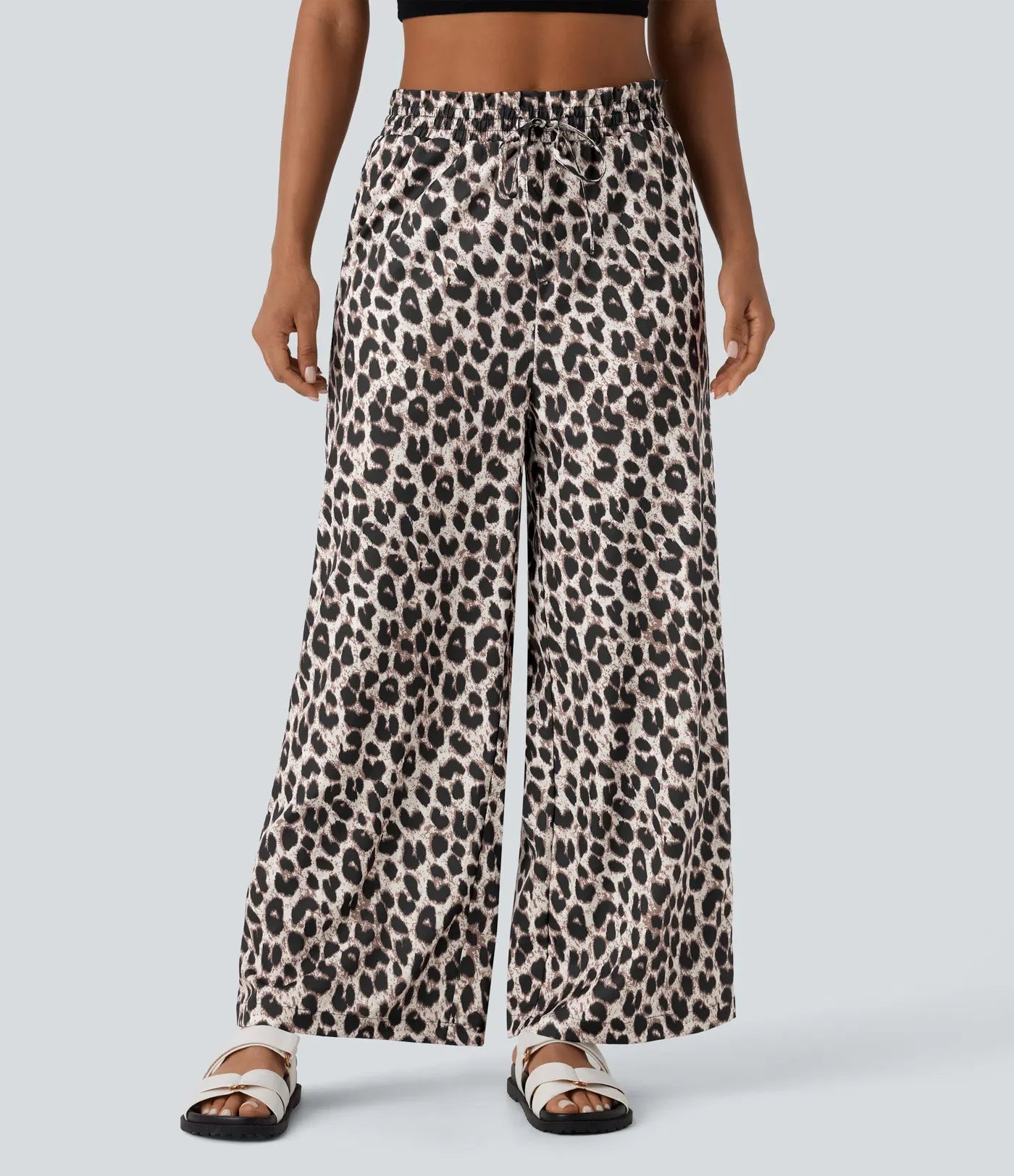 ColaComfort™ - Casual pants with high vitality, side pockets, drawstring and leopard print