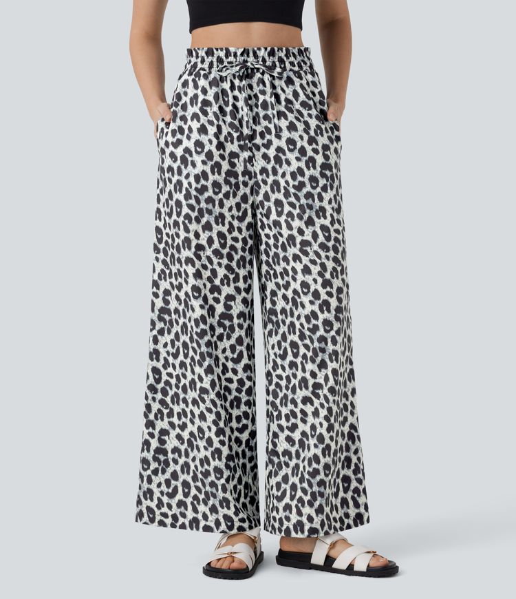 ColaComfort™ - Casual pants with high vitality, side pockets, drawstring and leopard print