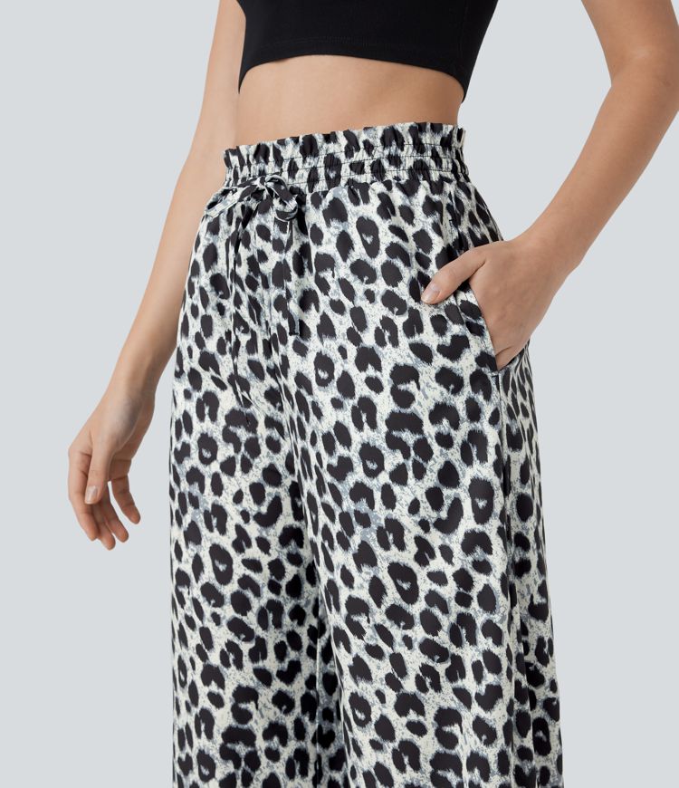 ColaComfort™ - Casual pants with high vitality, side pockets, drawstring and leopard print