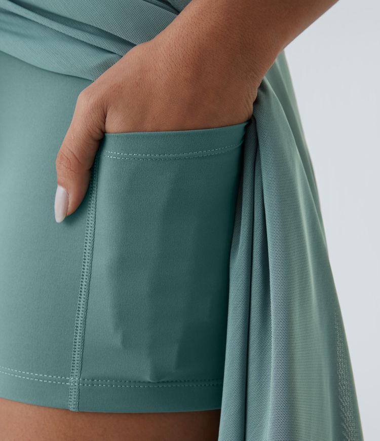 ColaGonna™ - Gonna midi and trousers 2 in 1 in tulle with high vitality, drawstring, contrasting back and side pockets