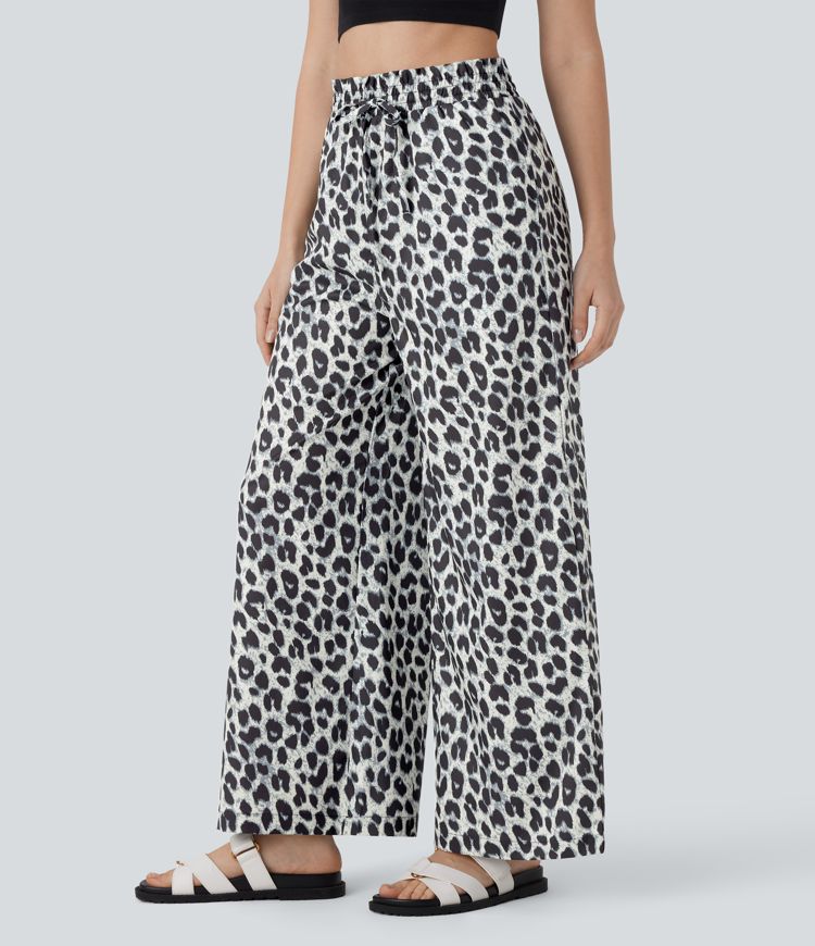 ColaComfort™ - Casual pants with high vitality, side pockets, drawstring and leopard print