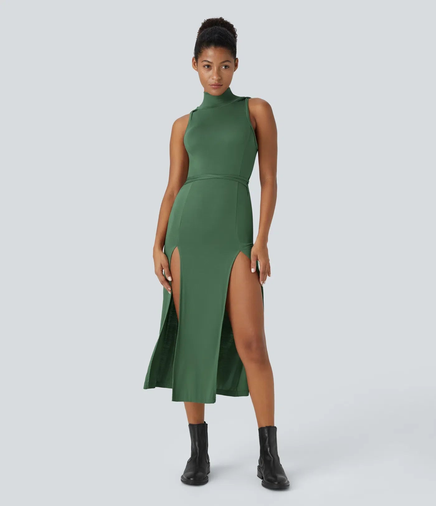 ColaZebra™ - Casual midi dress with Capuccio, Senza maniche and schiena a Zebra